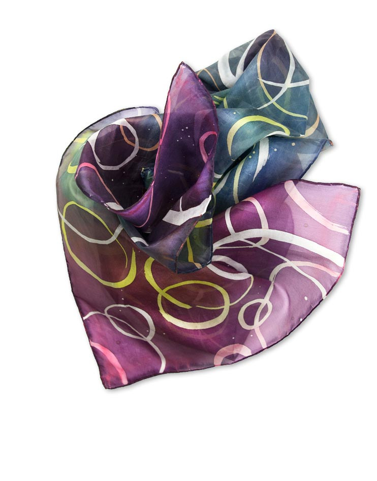 binario tema Dictar Burbujas - Pañuelo de seda pintado a mano - Diseño único